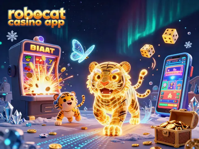 Experience the excitement of the robocat casino app with a vibrant, interactive casino environment featuring games and animations.